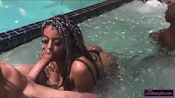 Beautiful black girls giving one lucky man a treat in the pool.  For more hot amateur content visit me at my website!