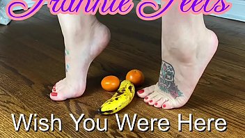 Frannie Feets Smashing Fruit With Her Sexy Feet